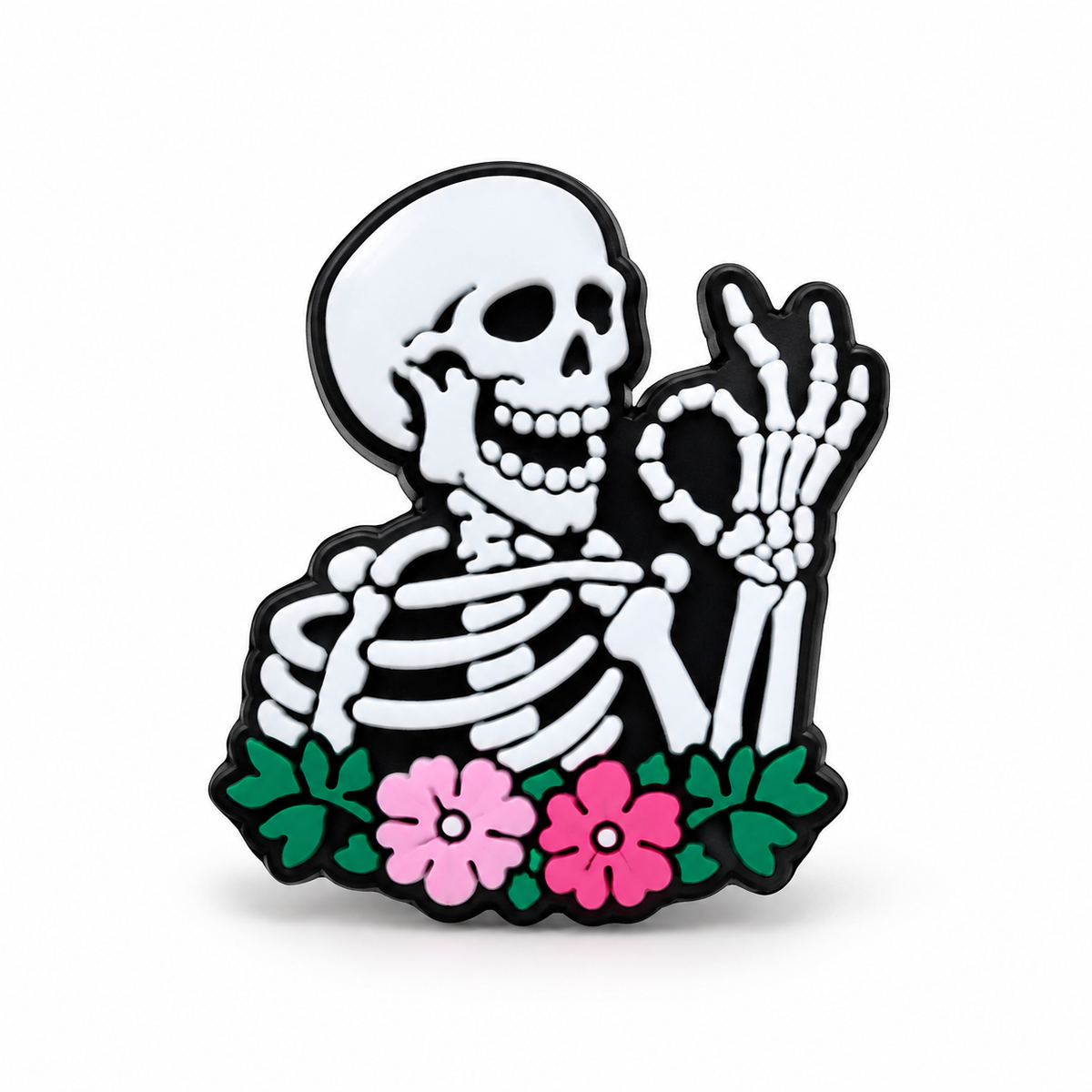 Virágos koponya charm
