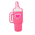 Rózsaszín tumbler szívószál charm 8mm